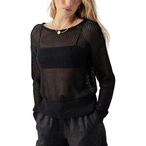 Sanctuary Open Knit Sweater in Black - sz Large